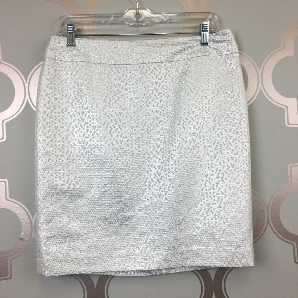 NWT Ann Taylor LOFT Silver Shimmery Pencil Skirt